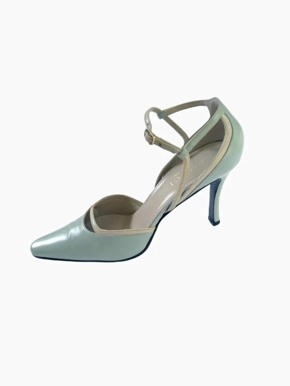 Vtg Gucci Tom Ford 90s Pistachio Mint Green Leather Slingback Stiletto Heels 7B